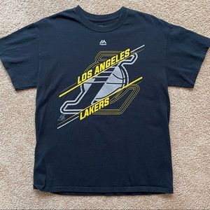 Majestic black short sleeve T-shirt size M Lakers logo